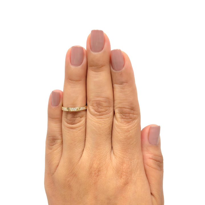 Cartier Love Small Diamond Pave Ring 18K Yellow Gold Size 5.5 (51) Cert + recpt