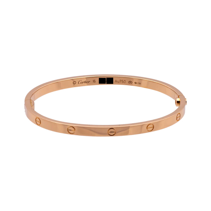 Cartier 18K Rose Gold Love Bracelet Bangle Size 16 Small Model