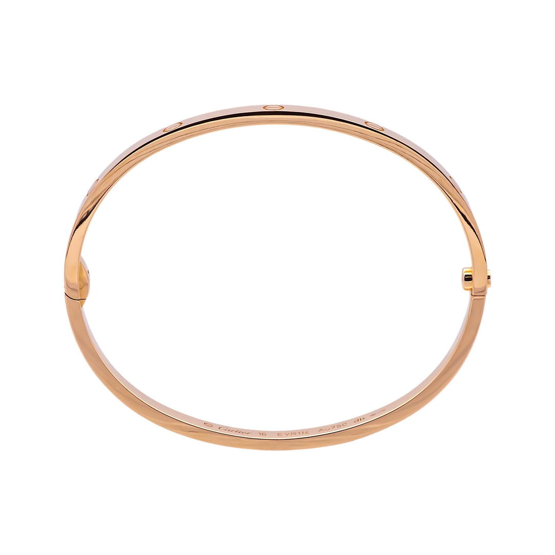 Cartier 18K Rose Gold Love Bracelet Bangle Size 16 Small Model