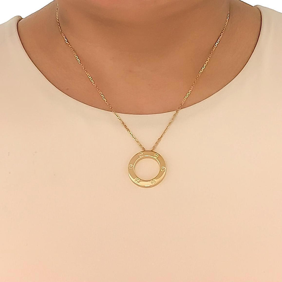 Cartier Love 18K Yellow Gold Pendant Necklace 18"Long