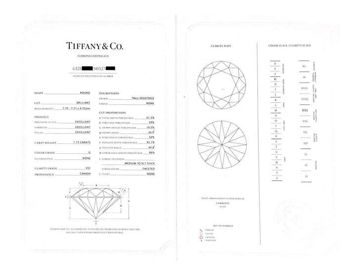 Tiffany & Co. Platinum 1.73ct G VS1 Pavé Diamond Engagement Ring