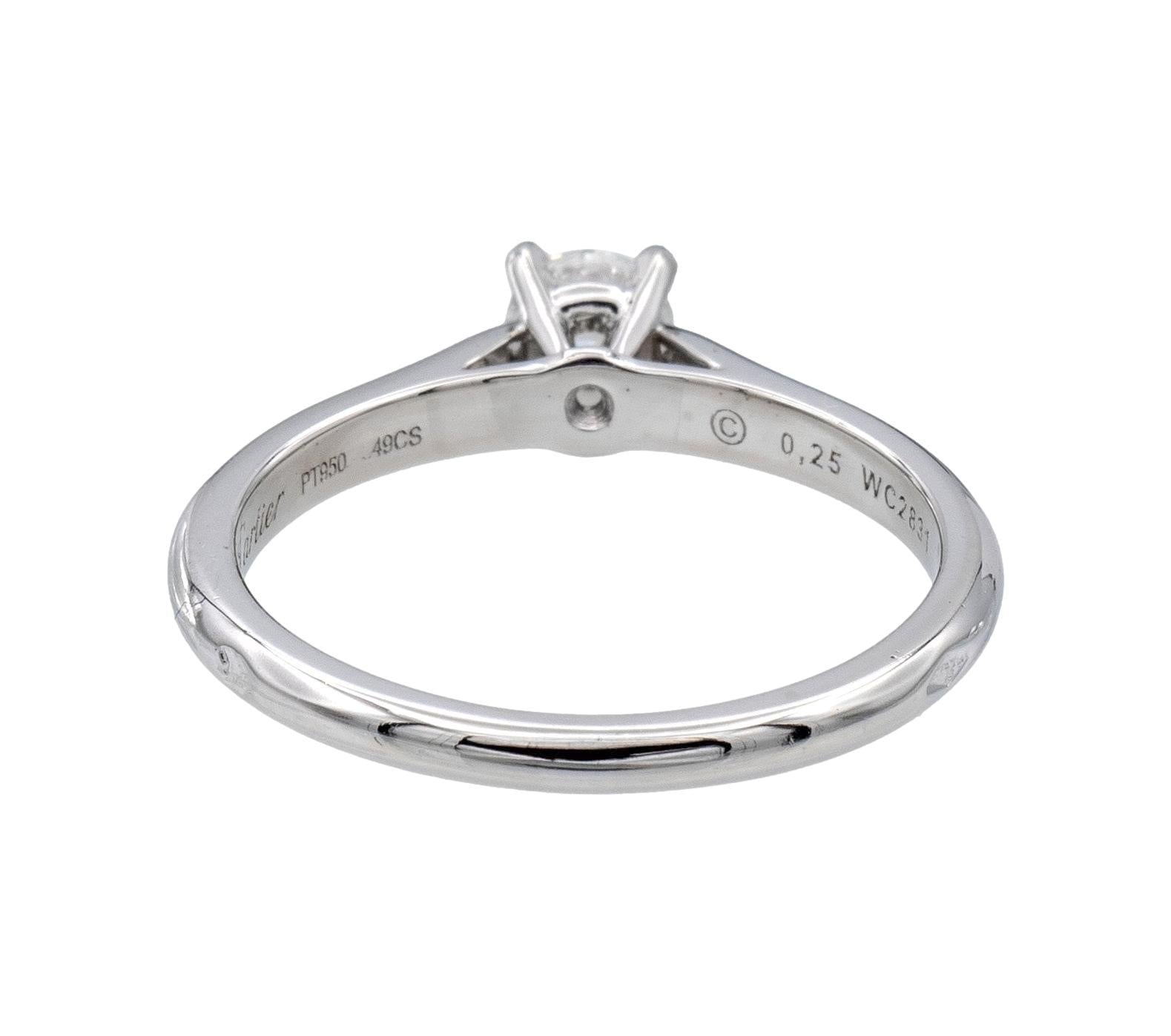 Cartier 1895 Platinum Diamond Engagement Ring with Round .25