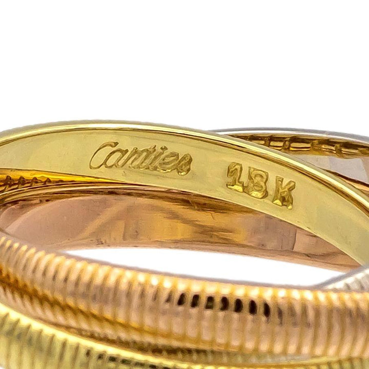 Vintage Cartier 18K Gold Ribbed Trinity Rolling Band Ring Size 7.5 Circa 1980's