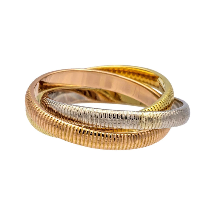 Vintage Cartier 18K Gold Ribbed Trinity Rolling Band Ring Size 7.5 Circa 1980's