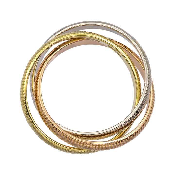 Vintage Cartier 18K Gold Ribbed Trinity Rolling Band Ring Size 7.5 Circa 1980's