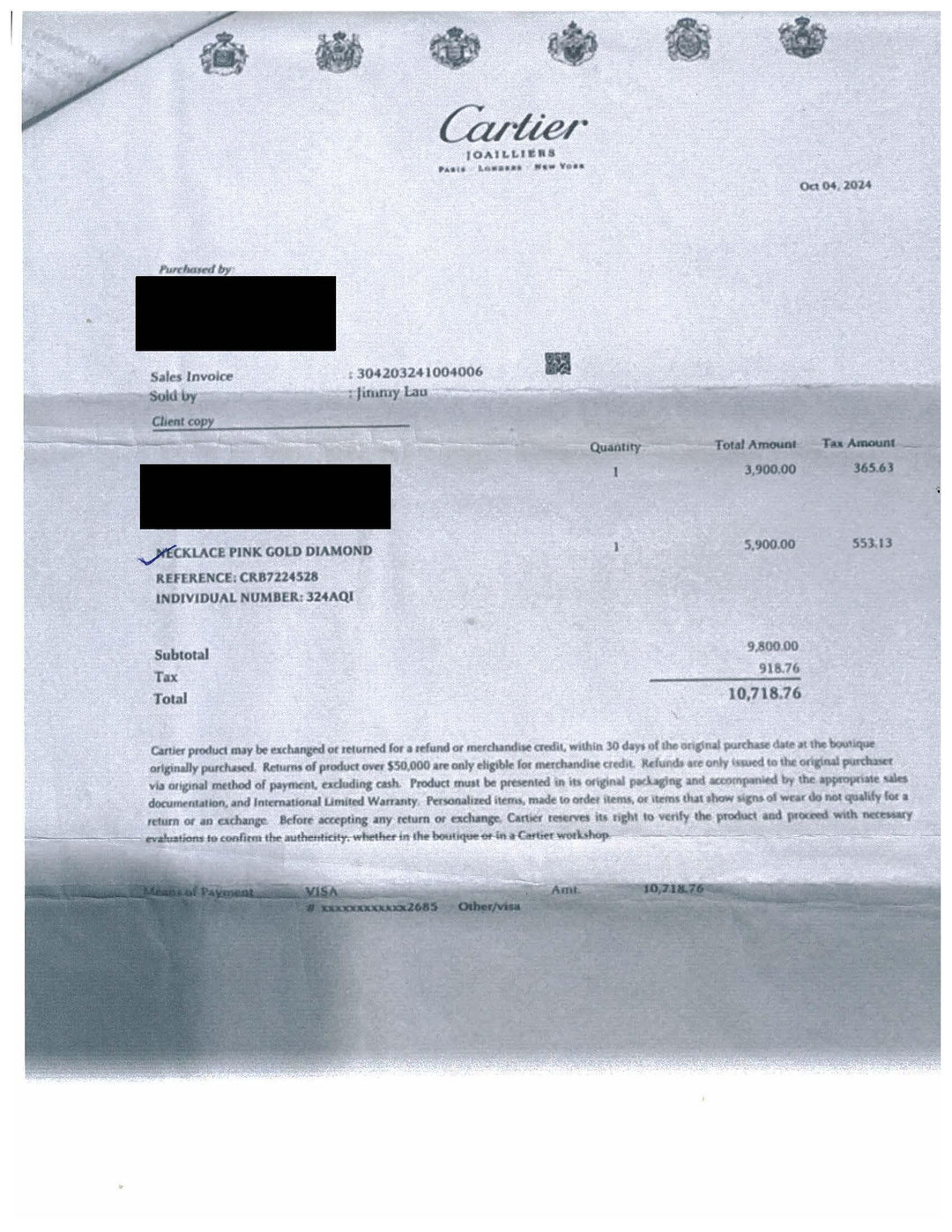 Cartier Love Necklace 18K Rose Gold Pavé Diamond Pendant 20" Box and Papers