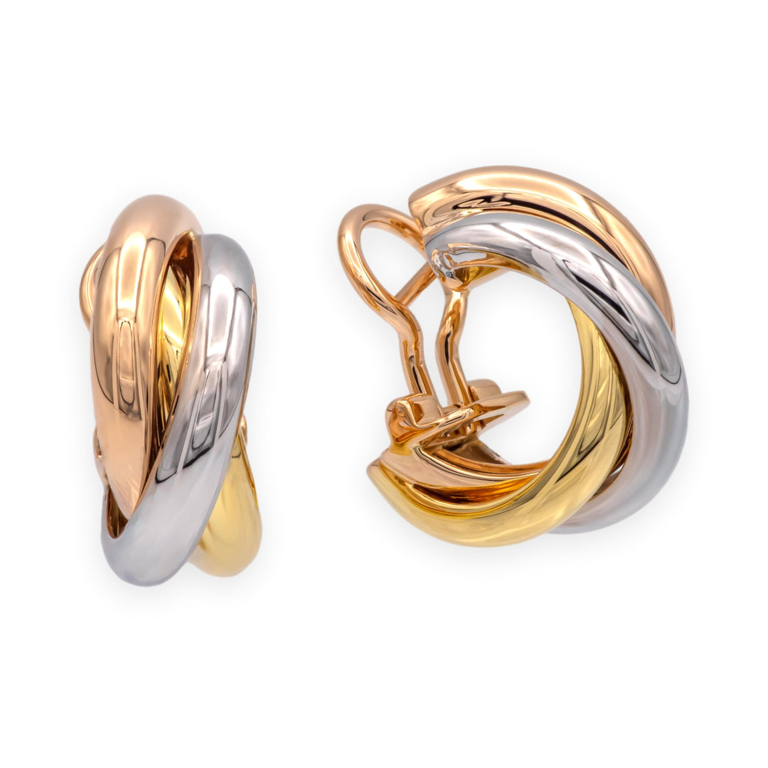 Cartier Trinity Hoop Earrings, Classic Model, 18K Tri-Color Gold, 2023 w/papers