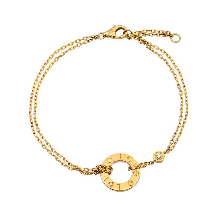 Cartier 18k Yellow Gold Circle Love Bracelet with Diamonds