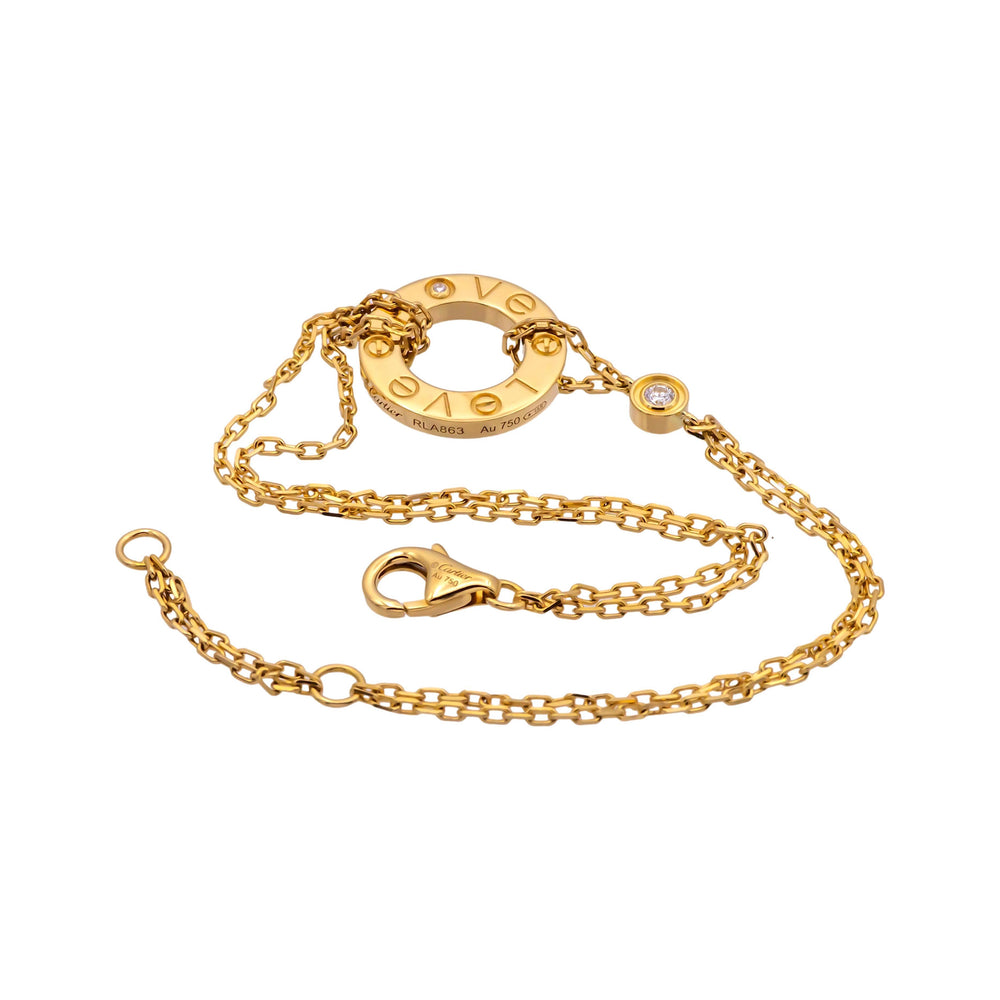 Cartier 18k Yellow Gold Circle Love Bracelet with Diamonds