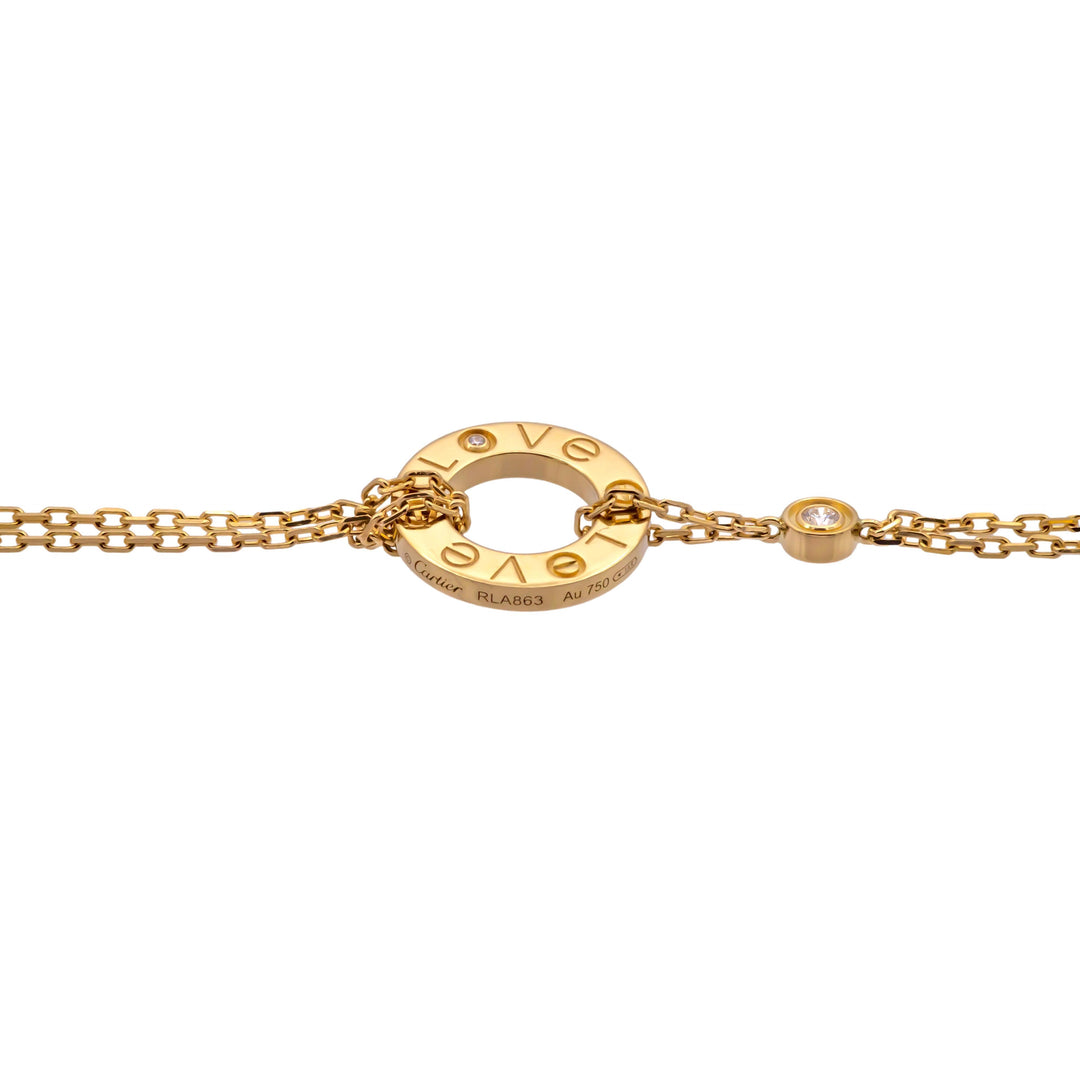 Cartier 18k Yellow Gold Circle Love Bracelet with Diamonds