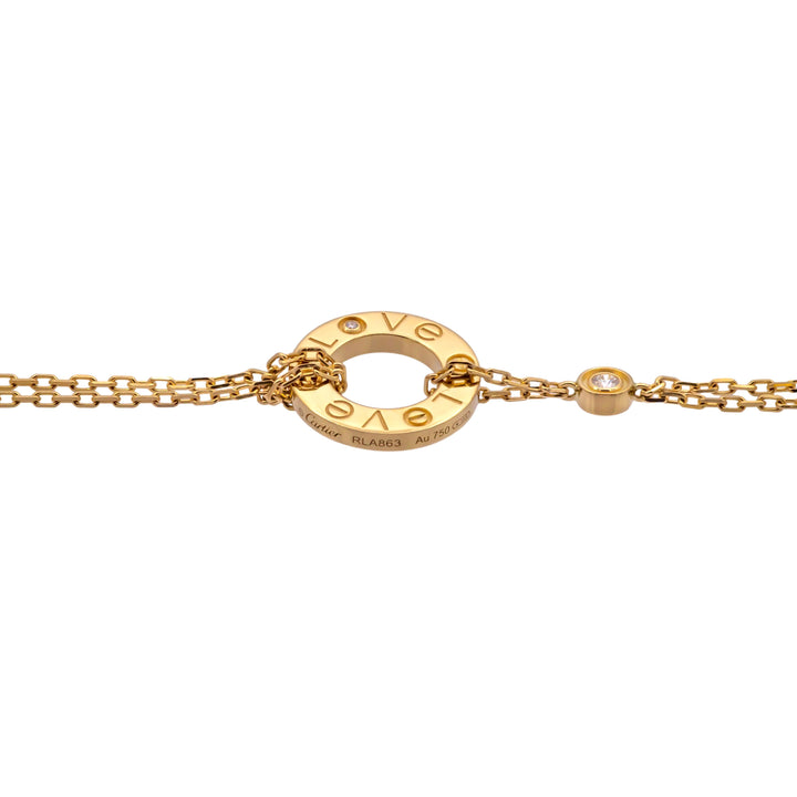 Cartier 18k Yellow Gold Circle Love Bracelet with Diamonds