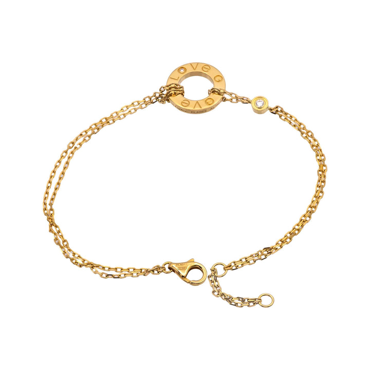 Cartier 18k Yellow Gold Circle Love Bracelet with Diamonds