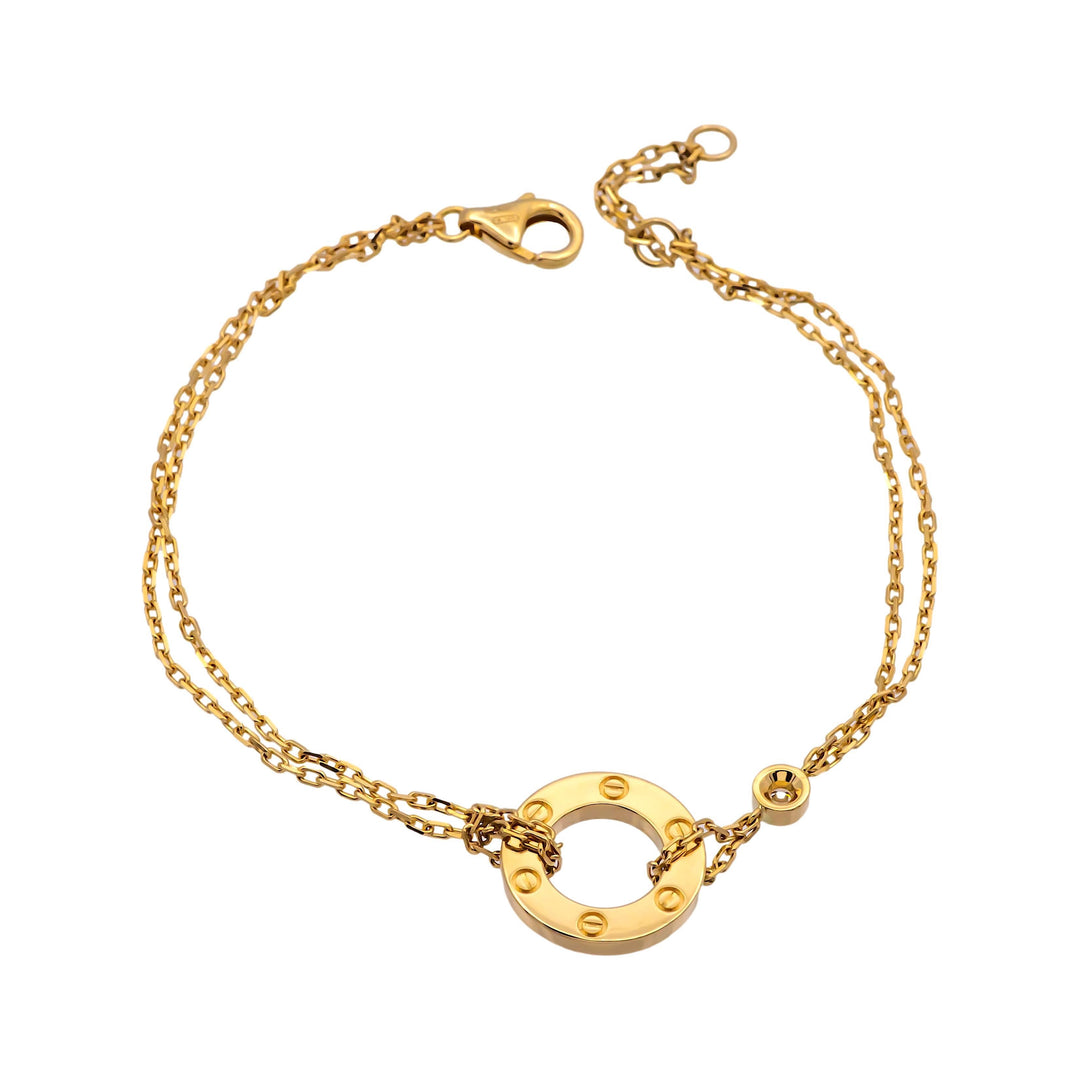 Cartier 18k Yellow Gold Circle Love Bracelet with Diamonds