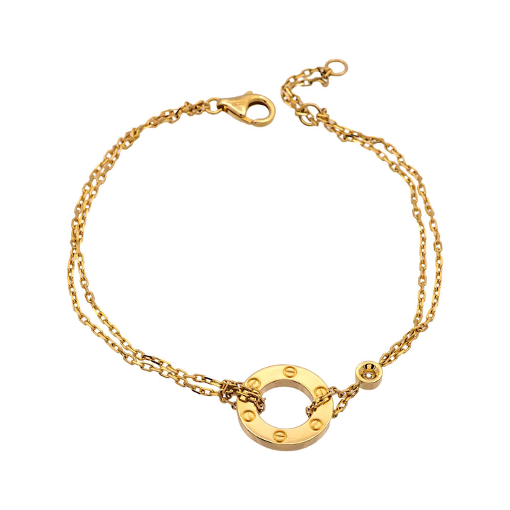 Cartier 18k Yellow Gold Circle Love Bracelet with Diamonds