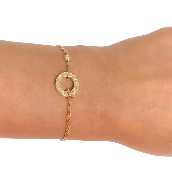 Cartier 18k Yellow Gold Circle Love Bracelet with Diamonds