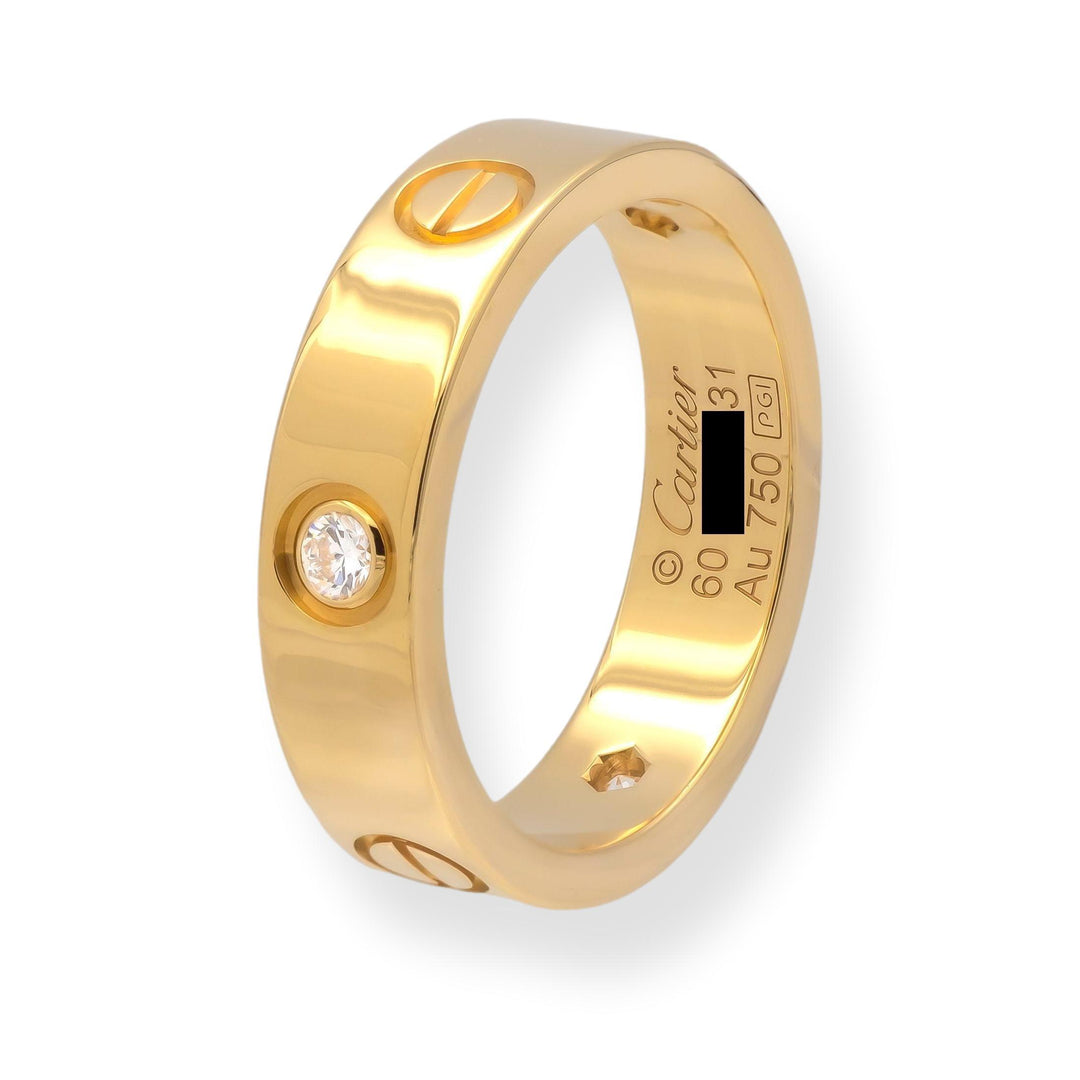 Cartier Love Ring 18K Yellow Gold 3 Diamonds Band Size 60 | US 9.25 Box & Papers