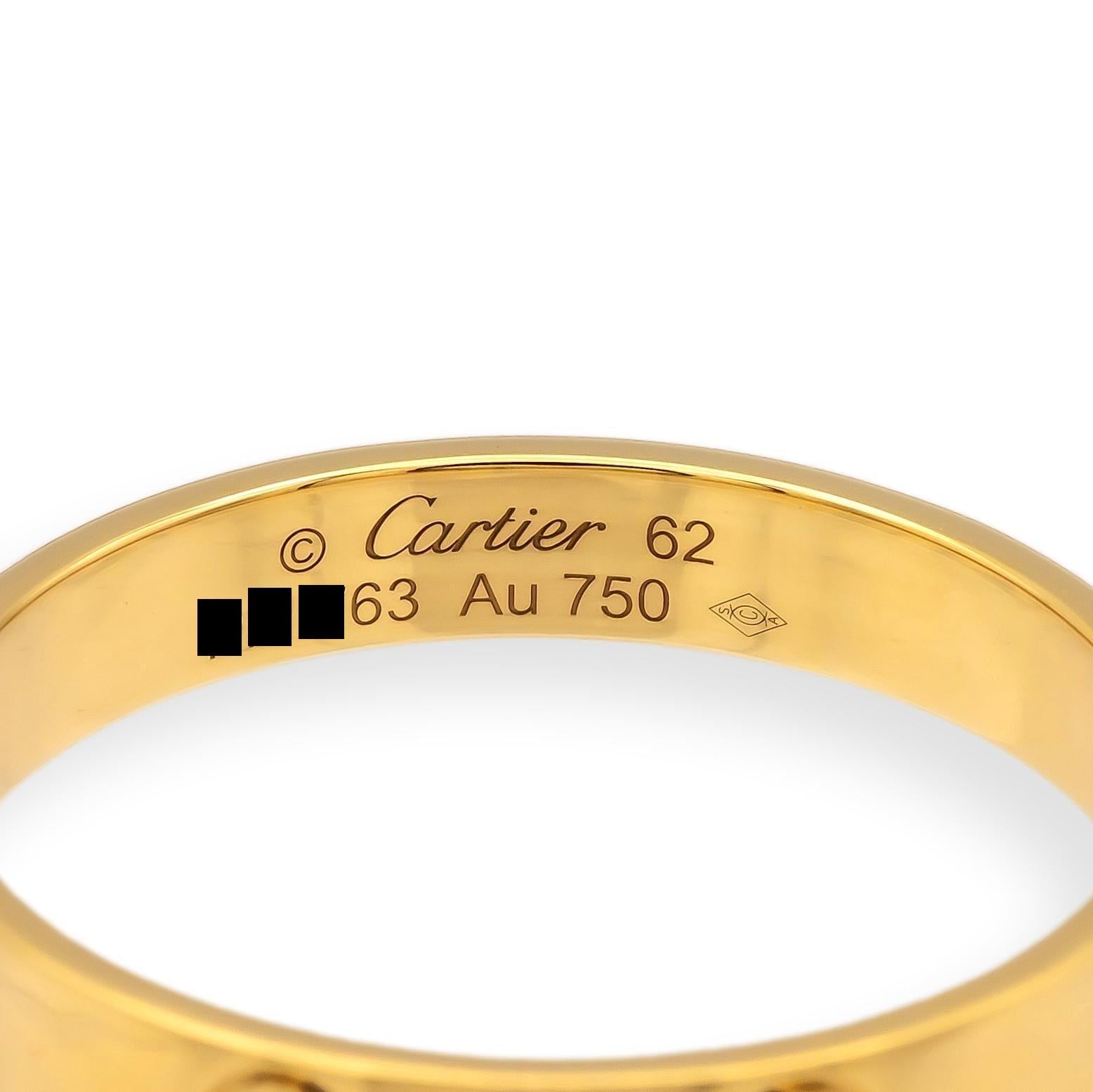 Cartier Love Ring 18K Yellow Gold Small Model Size 62 US 10