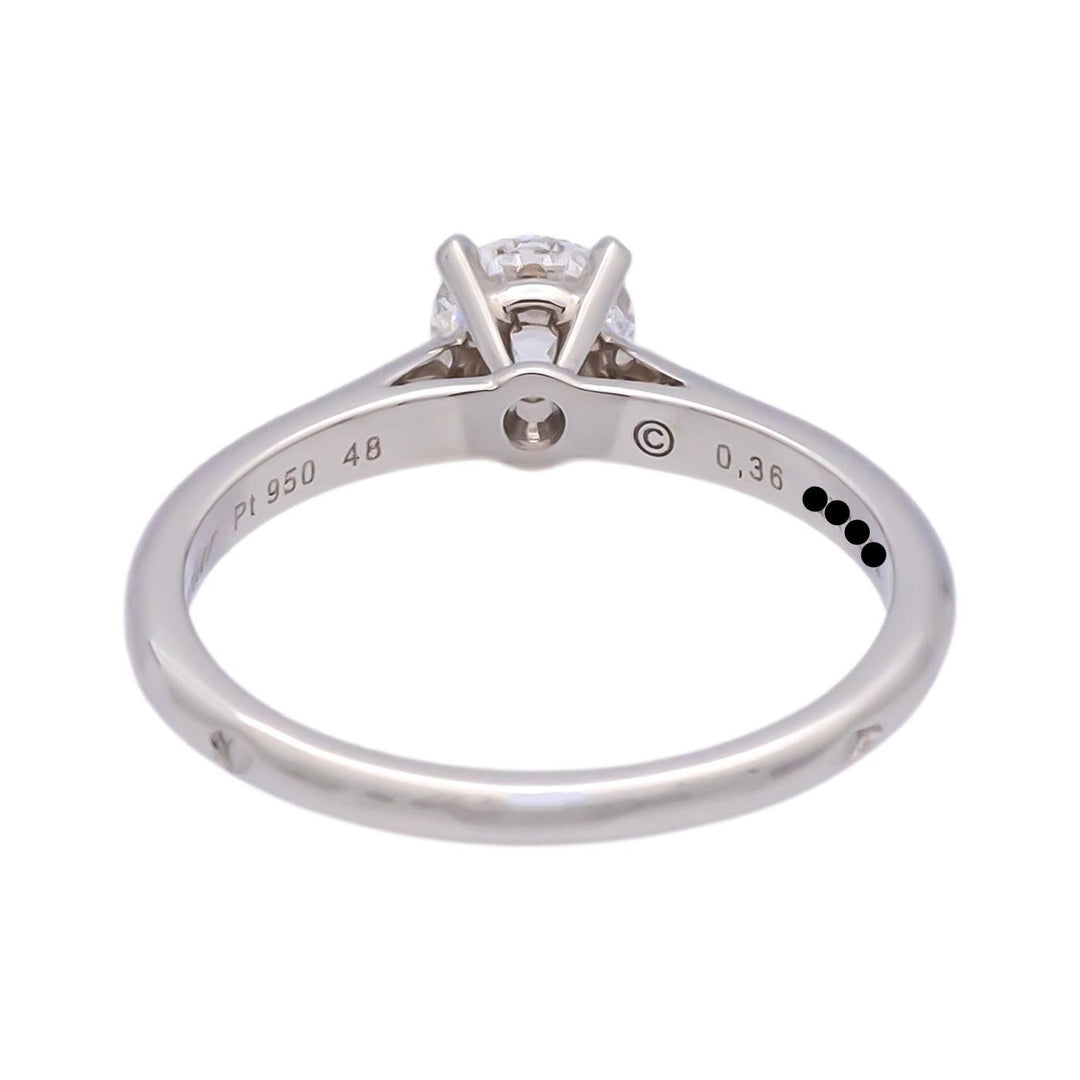 Cartier 1895 Platinum Diamond Engagement Ring with Round .36 Ct FVVS2