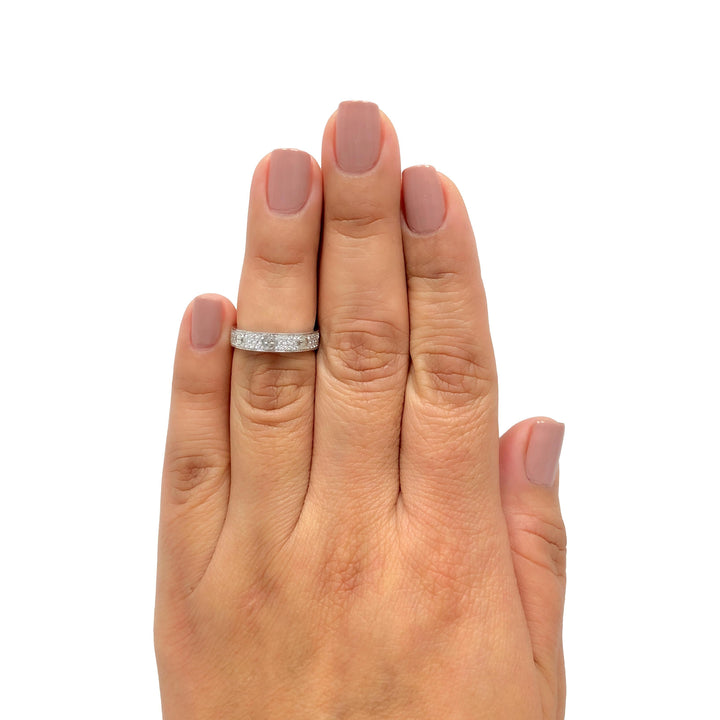 Cartier Love Ring Paved in 18K White Gold with Diamonds 4mm 5.25 US / 50 EU