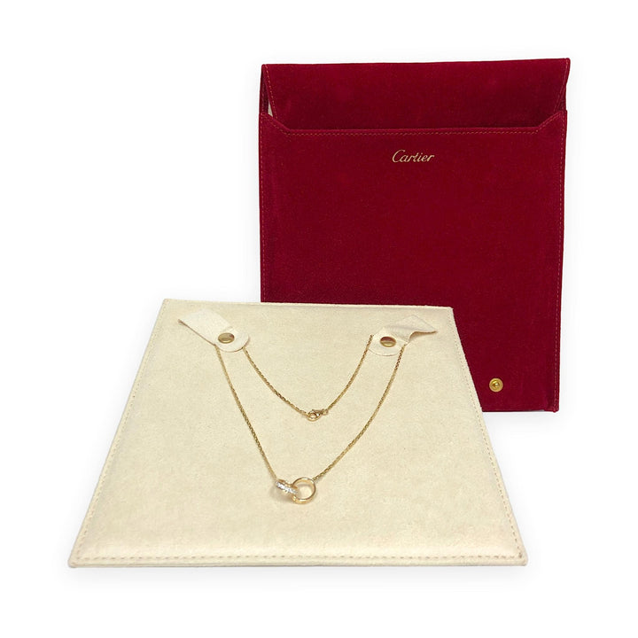 Cartier 18K Yellow Gold Love Necklace Half Pavé Diamond Pendant 0.22ct