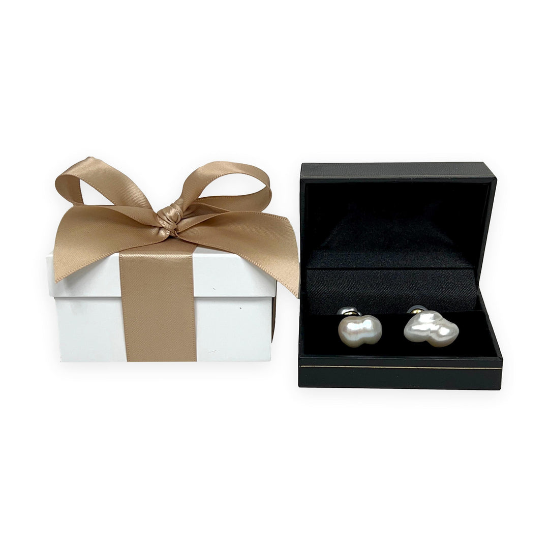 Vintage 18K Yellow Gold Keshi Pearl Cufflinks Exceptional Luster