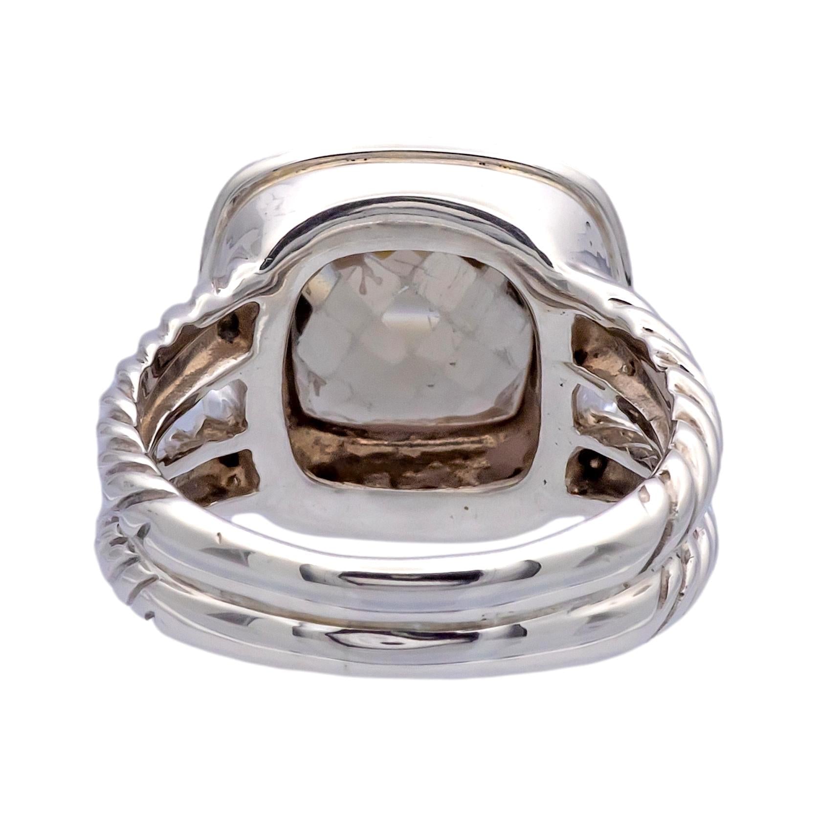 レア　David Yurman 925 ダイヤモンド　天然プラシオライト　リング レア David Yurman 925 ダイヤモンド 天然プラシオライト リング