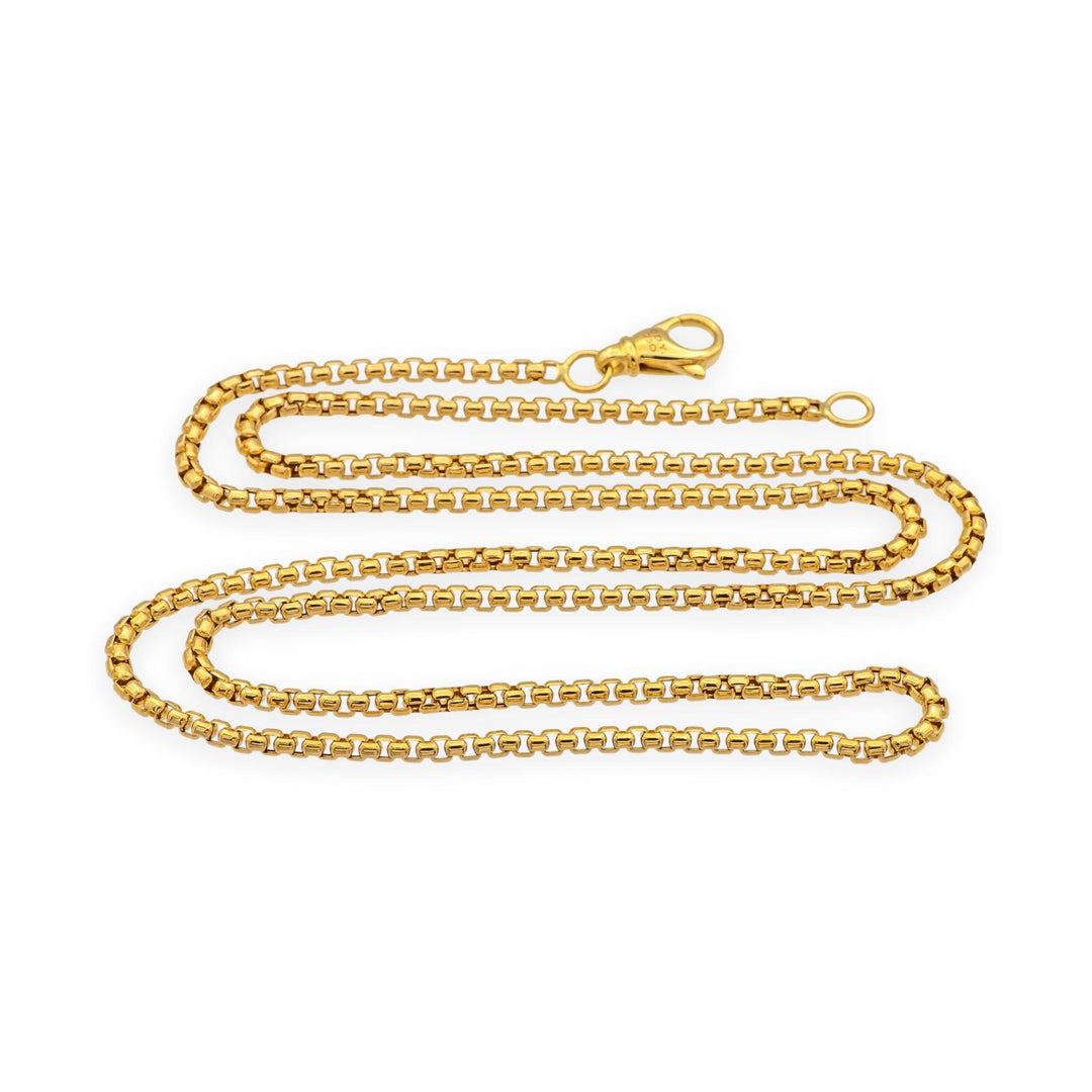 David Yurman 18K Yellow Gold 2.5mm 2.7mm Box Chain Necklace  22"