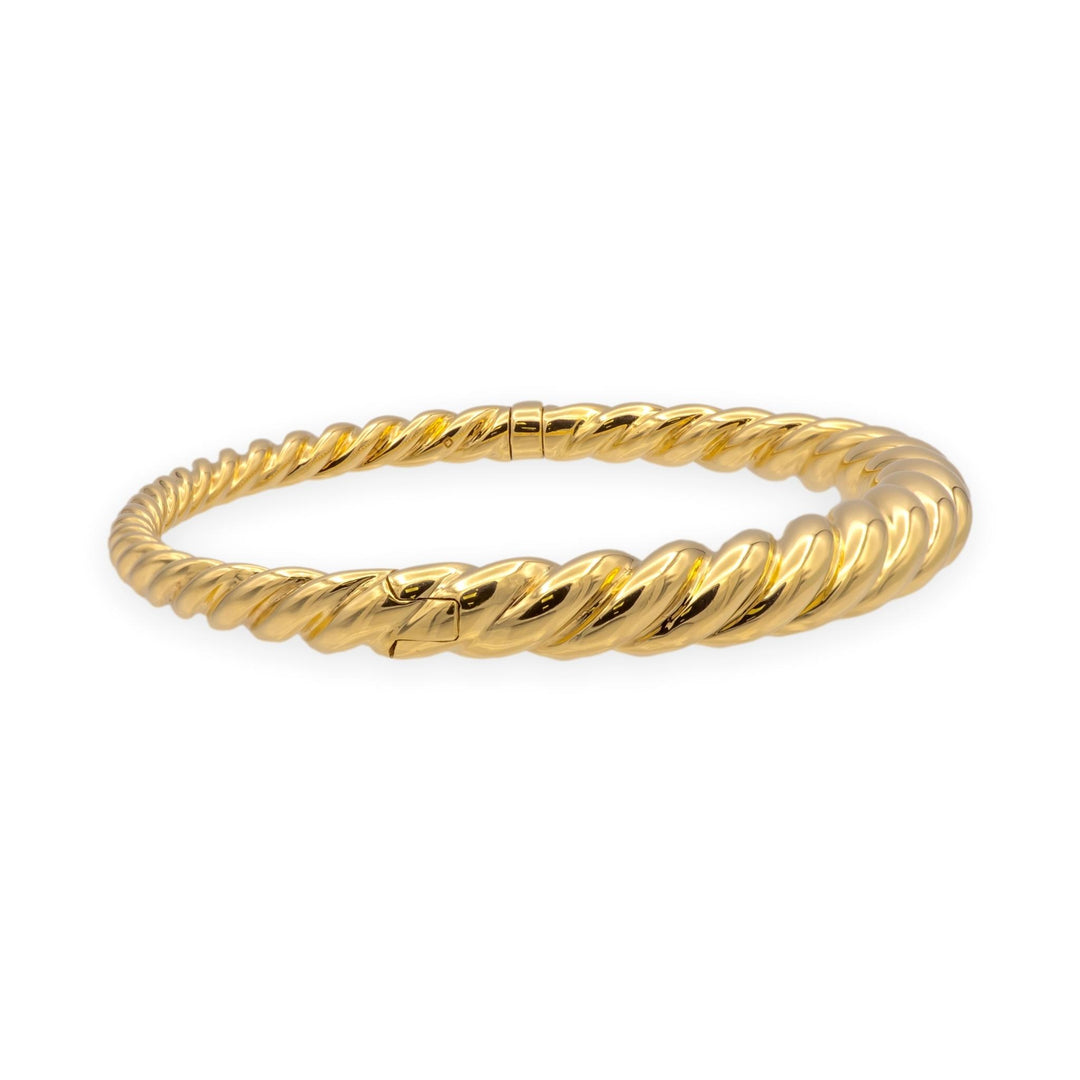 David Yurman 18K Yellow Gold Pure Form hinged Cable Bangle Bracelet 7mm