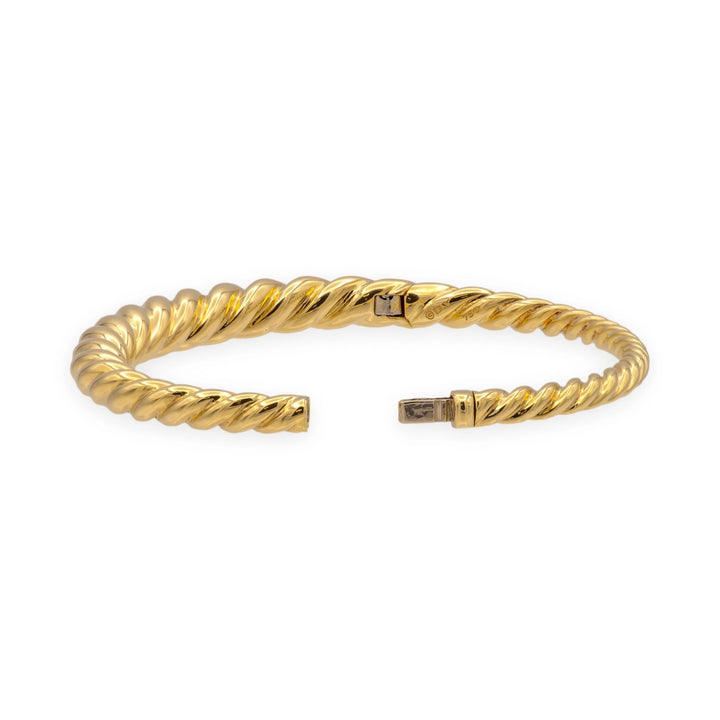 David Yurman 18K Yellow Gold Pure Form hinged Cable Bangle Bracelet 7mm