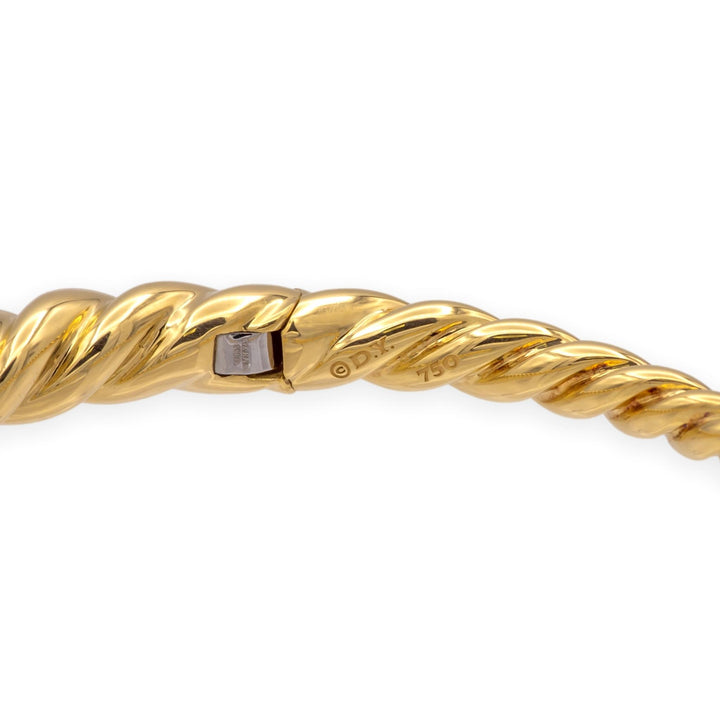 David Yurman 18K Yellow Gold Pure Form hinged Cable Bangle Bracelet 7mm