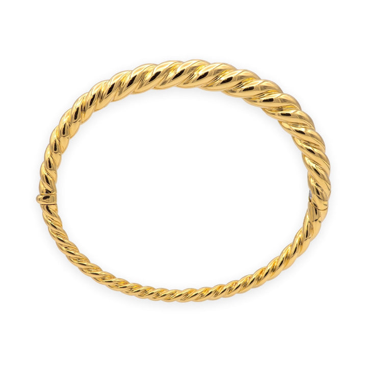 David Yurman 18K Yellow Gold Pure Form hinged Cable Bangle Bracelet 7mm