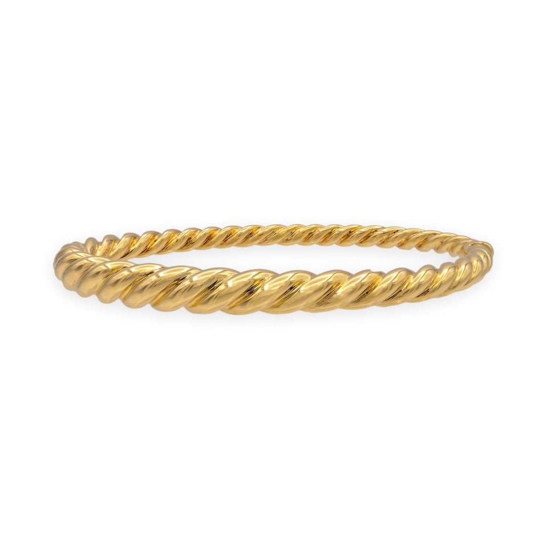 David Yurman 18K Yellow Gold Pure Form hinged Cable Bangle Bracelet 7mm