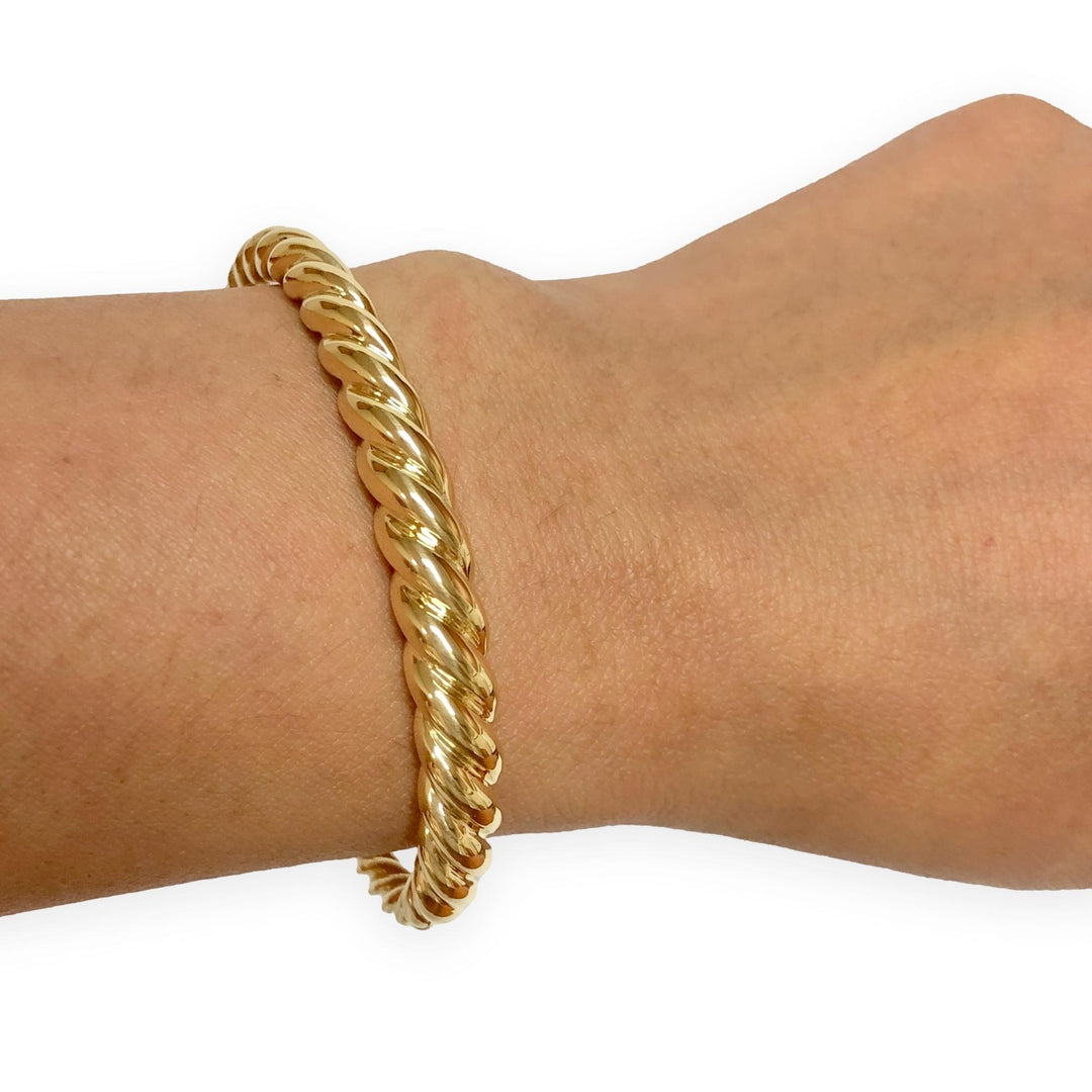 David Yurman 18K Yellow Gold Pure Form hinged Cable Bangle Bracelet 7mm