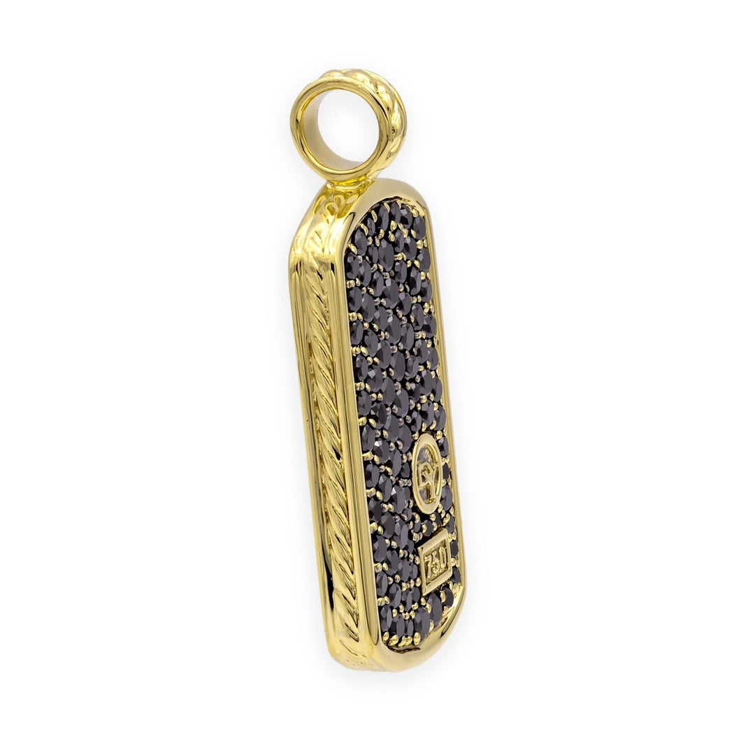 David Yurman Chevron Tag Pendant 18K Yellow Gold 3.89 cts Black Diamonds, 35mm