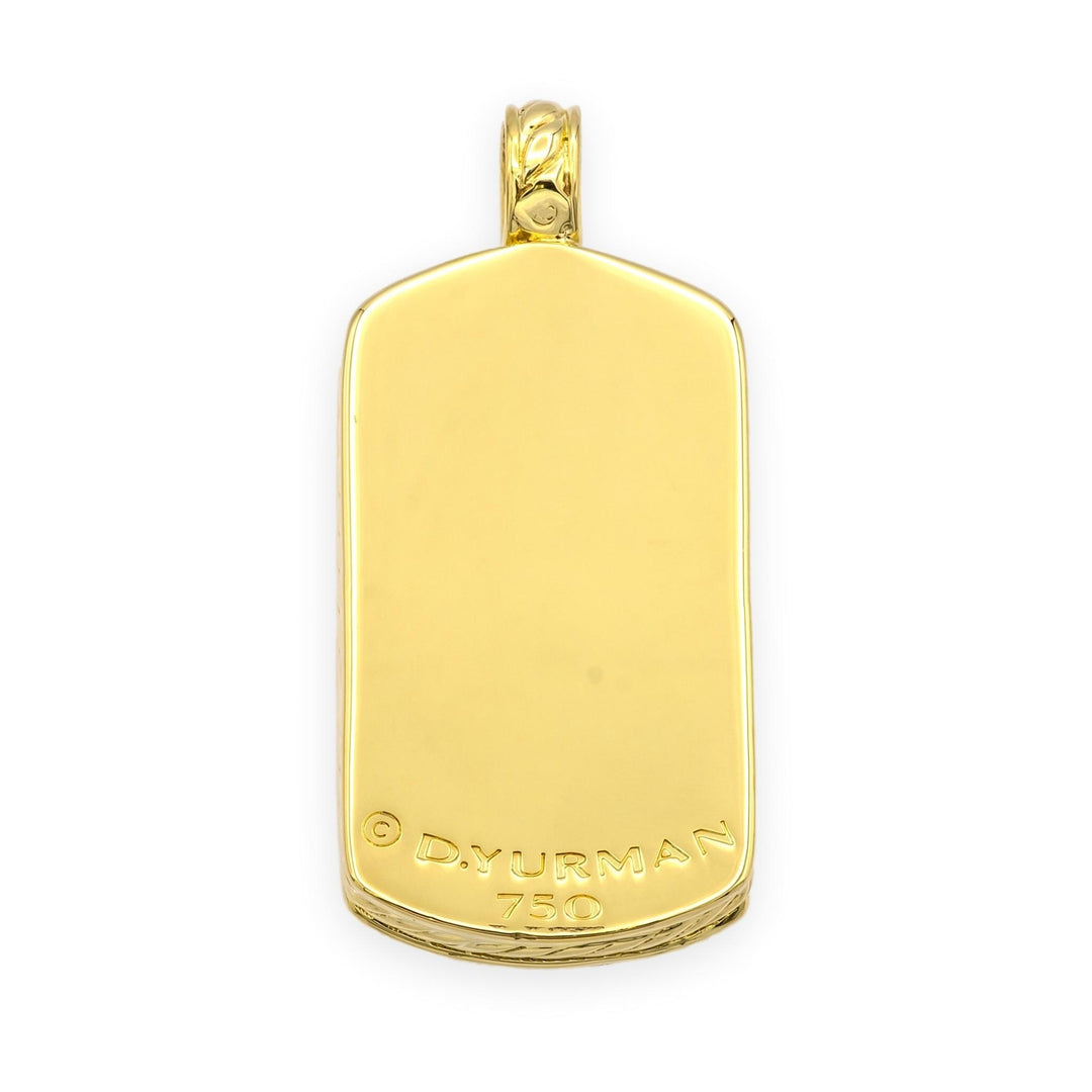 David Yurman Chevron Tag Pendant 18K Yellow Gold 3.89 cts Black Diamonds, 35mm