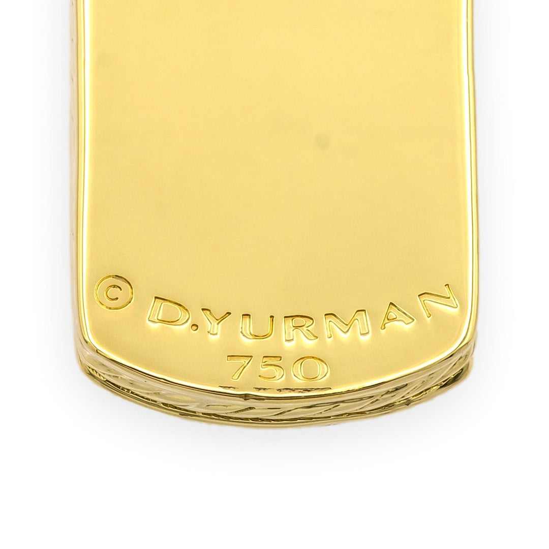 David Yurman Chevron Tag Pendant 18K Yellow Gold 3.89 cts Black Diamonds, 35mm