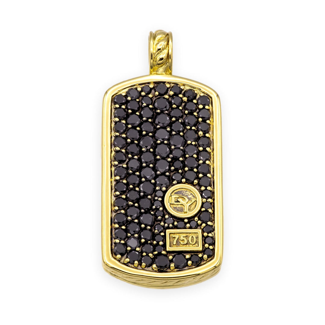 David Yurman Chevron Tag Pendant 18K Yellow Gold 3.89 cts Black Diamonds, 35mm