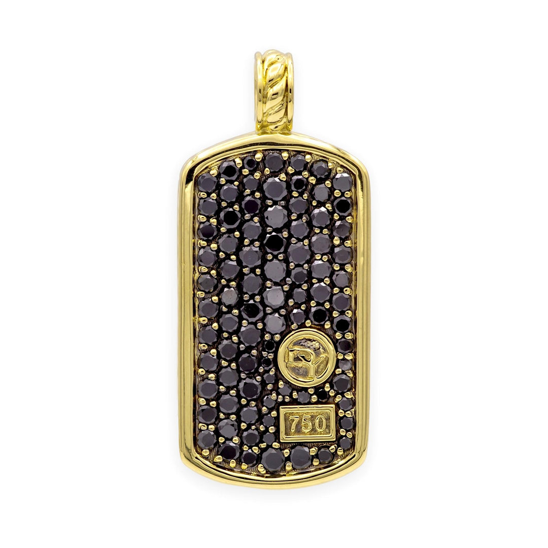 David Yurman Chevron Tag Pendant 18K Yellow Gold 3.89 cts Black Diamonds, 35mm