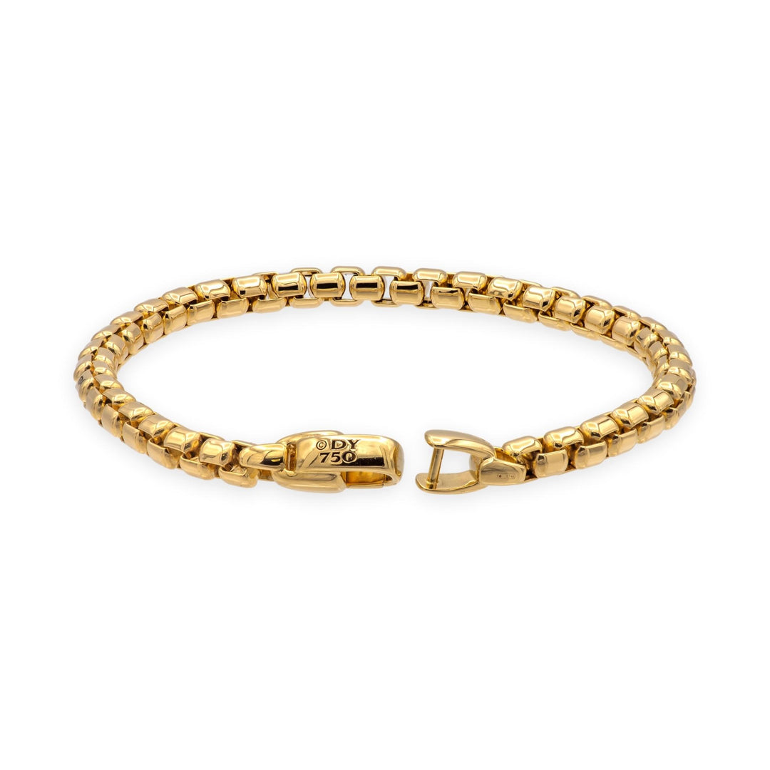 David Yurman 18K Yellow Gold 5mm Men's Box Chain Bracelet 8" inch