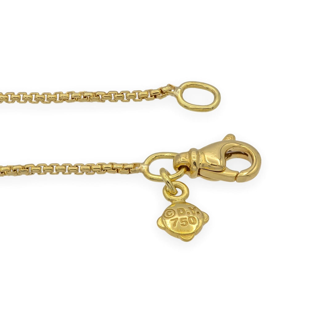 David Yurman 18K Yellow Gold Infinity 3 Station box chain Diamond Necklace 18 In