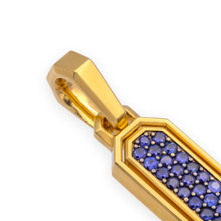 David Yurman Mens Streamline Amulet Pendant 18K Yellow Gold, Lapis & Sapphires