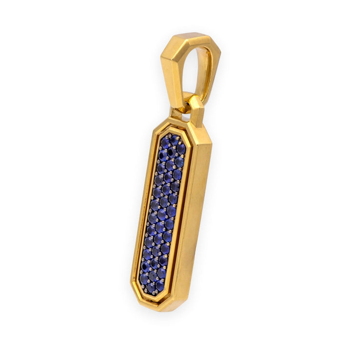 David Yurman Mens Streamline Amulet Pendant 18K Yellow Gold, Lapis & Sapphires