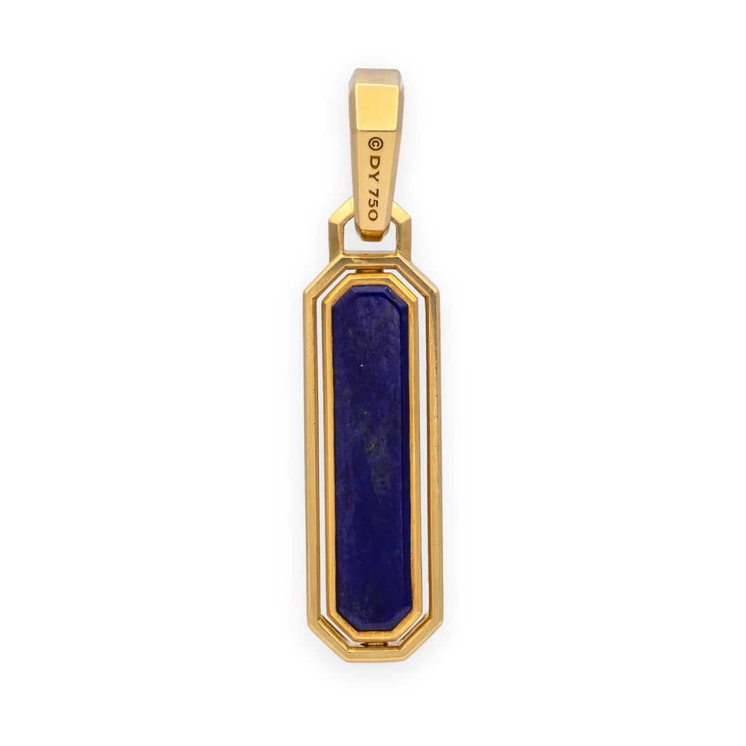 David Yurman Mens Streamline Amulet Pendant 18K Yellow Gold, Lapis & Sapphires