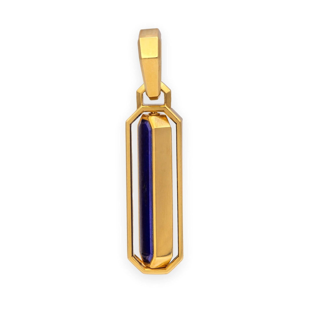 David Yurman Mens Streamline Amulet Pendant 18K Yellow Gold, Lapis & Sapphires