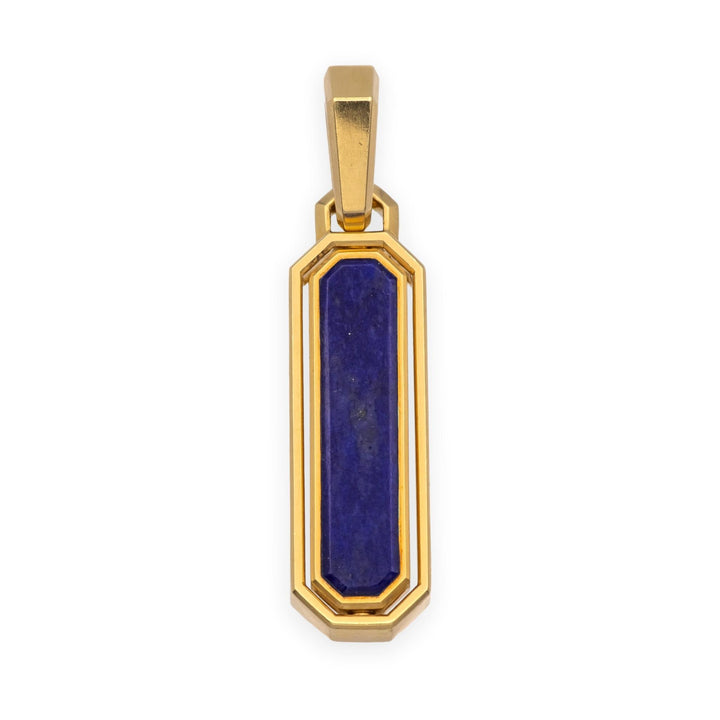 David Yurman Mens Streamline Amulet Pendant 18K Yellow Gold, Lapis & Sapphires