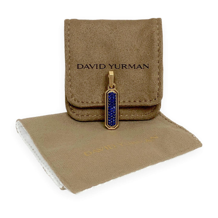 David Yurman Mens Streamline Amulet Pendant 18K Yellow Gold, Lapis & Sapphires