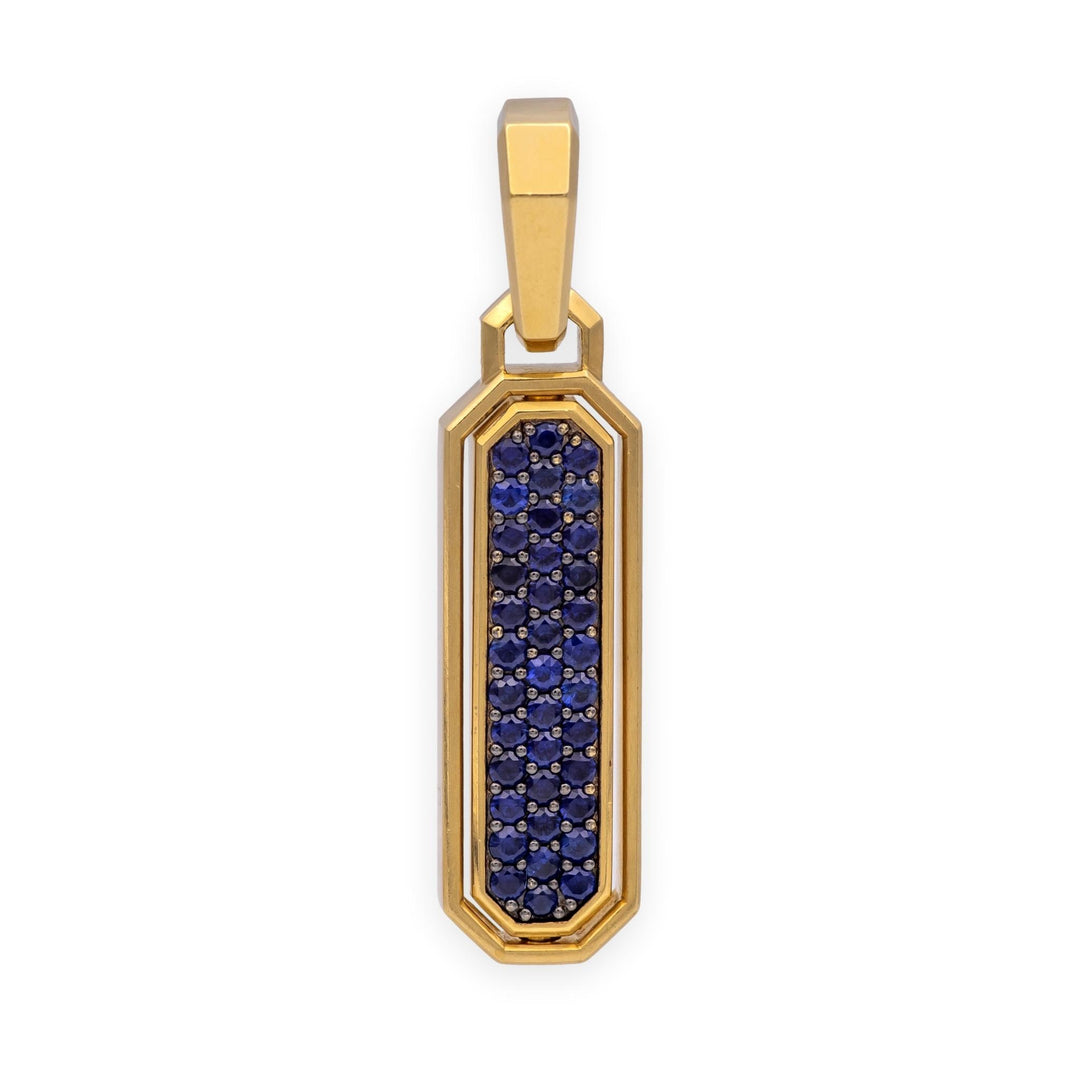 David Yurman Mens Streamline Amulet Pendant 18K Yellow Gold, Lapis & Sapphires
