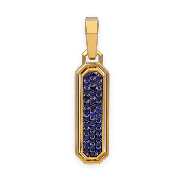 David Yurman Mens Streamline Amulet Pendant 18K Yellow Gold, Lapis & Sapphires