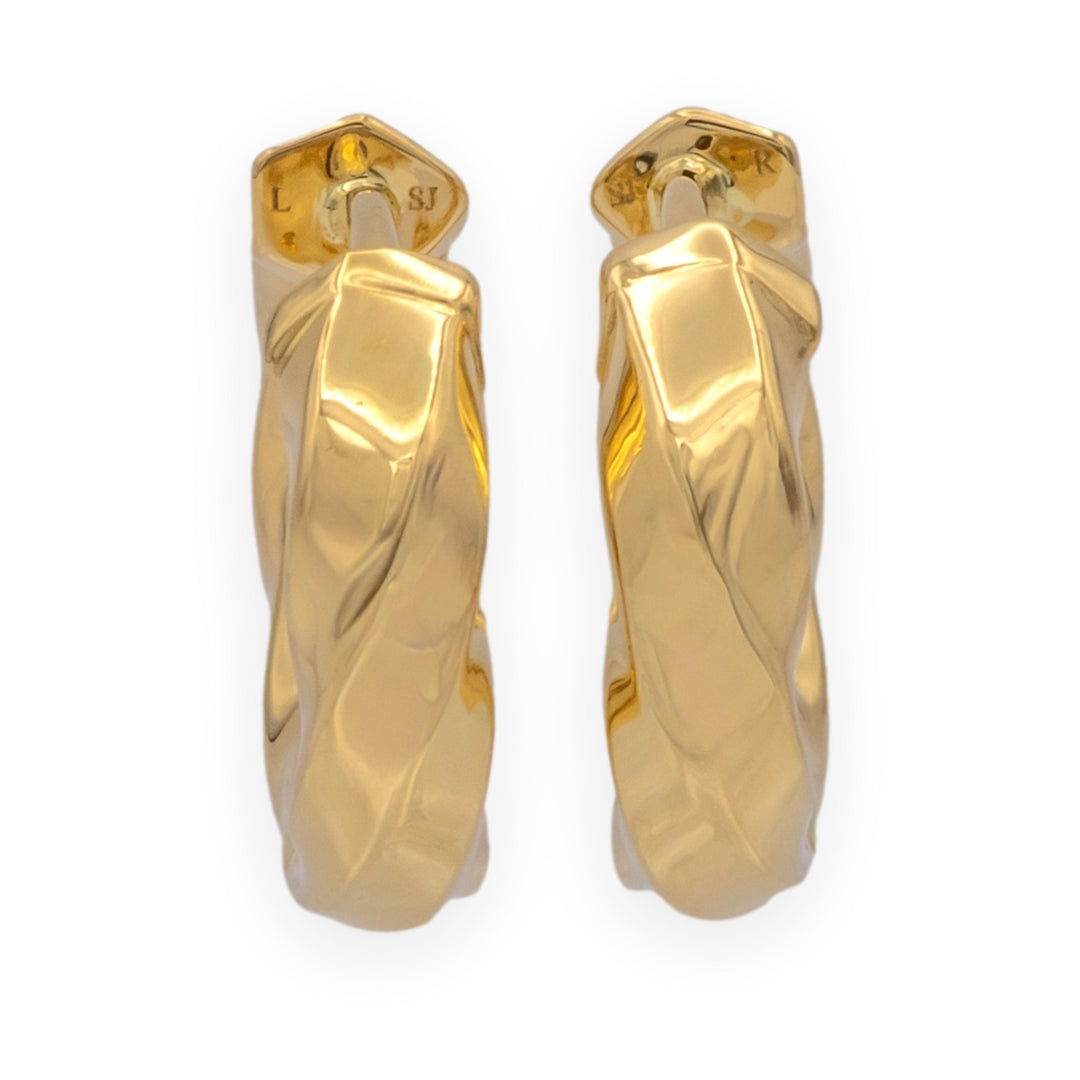 David Yurman 18K Yellow Gold Twisted Cable Hoop Earrings
