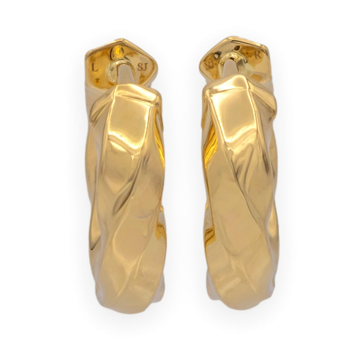 David Yurman 18K Yellow Gold Twisted Cable Hoop Earrings